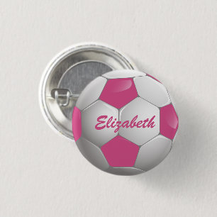 Kundengerechtes Fußball-Fußball-Rosa und Weiß Button