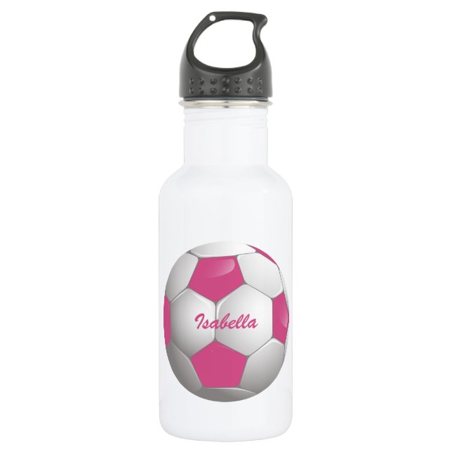 Kundengerechtes Fußball-Fußball-Rosa und Weiß Edelstahlflasche (Vorderseite)