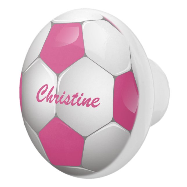 Kundengerechtes Fußball-Fußball-Rosa und Weiß Keramikknauf (Rechts)