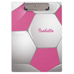 Kundengerechtes Fußball-Fußball-Rosa und Weiß Klemmbrett