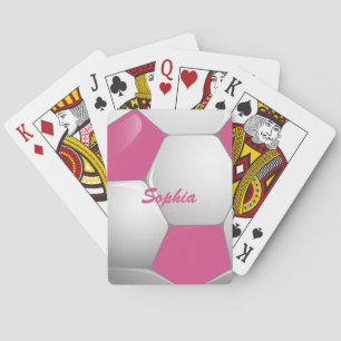 Kundengerechtes Fußball-Fußball-Rosa und Weiß Spielkarten