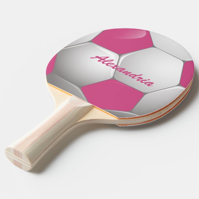 Kundengerechtes Fußball-Fußball-Rosa und Weiß Tischtennis Schläger (Vorderseite)