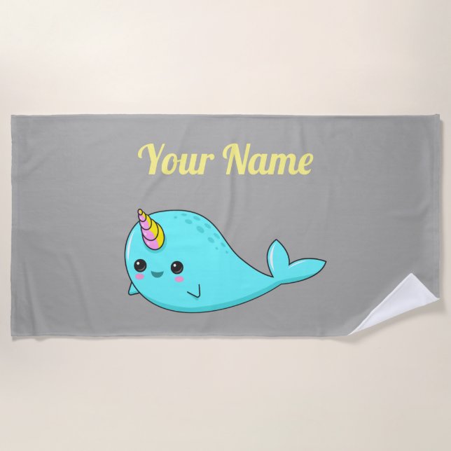 Kundengerechtes Kawaii Narwhal Badetuch (Vorderseite)