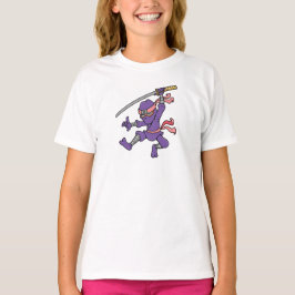 Kundengerechtes lila springendes Ninja T-Shirt