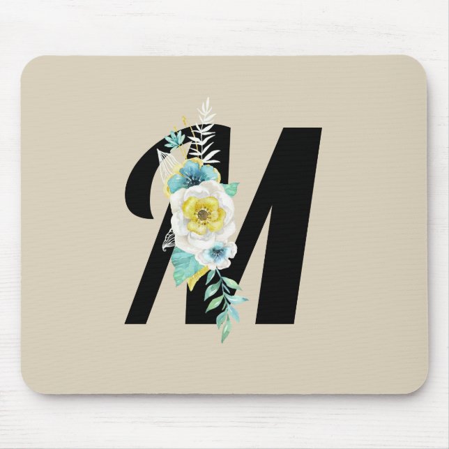 Kundengerechtes Monogramm w/White u. Aqua mit Mousepad (Vorne)