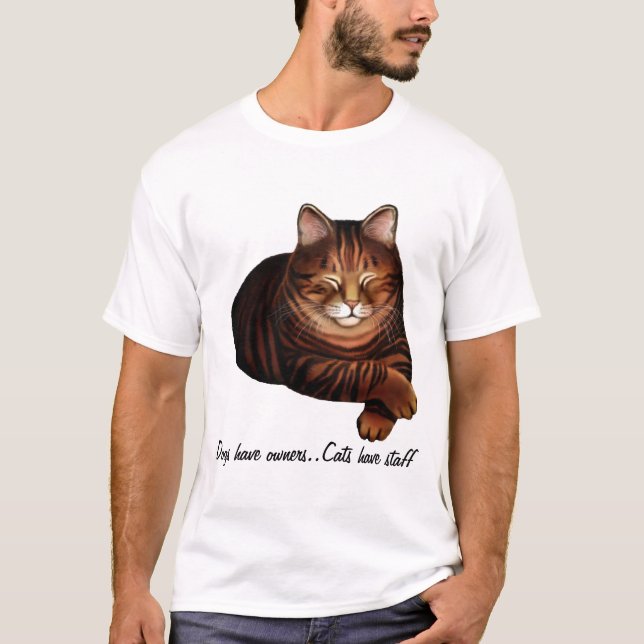 Kundengerechtes Schlafenbrown Tabby-Katzen-Shirt T-Shirt (Vorderseite)