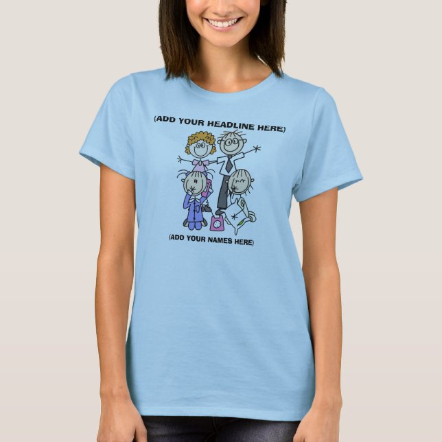 Kundengerechtes Strichmännchen-Familien-Shirt T-Shirt (Vorderseite)