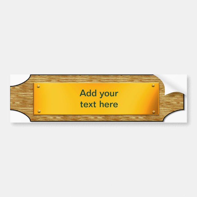 Kundengerechtes Zeichen - Holz-/Goldmetallplakette Autoaufkleber (Vorne)
