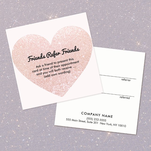 Kundenkarte für niedliche rosa Glitzer Empfehlungskarte (Von Creator hochgeladen)