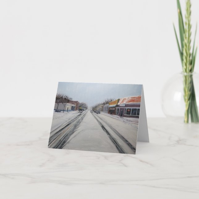 Kundenkarte Snowy Main Street Dankeskarte (Vorderseite)