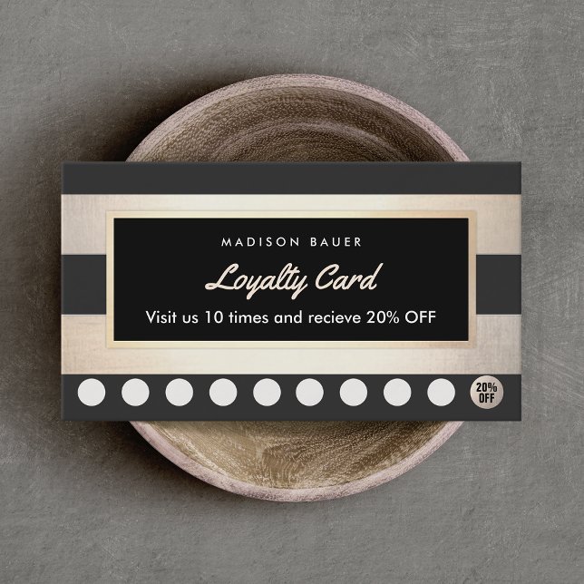 Kundenloyalty 10 Punch Gold und schwarz gestreift Treuekarte (Von Creator hochgeladen)