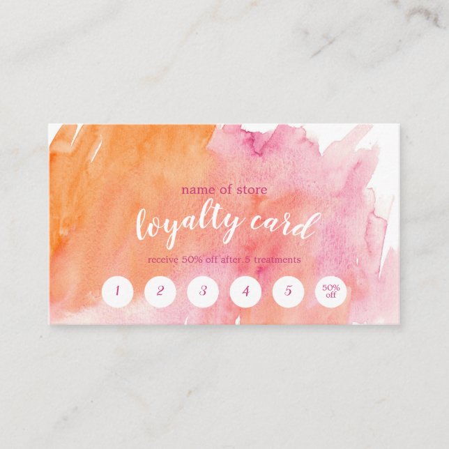 Kundenloycard "Rosa und Orange" Visitenkarte (Vorderseite)