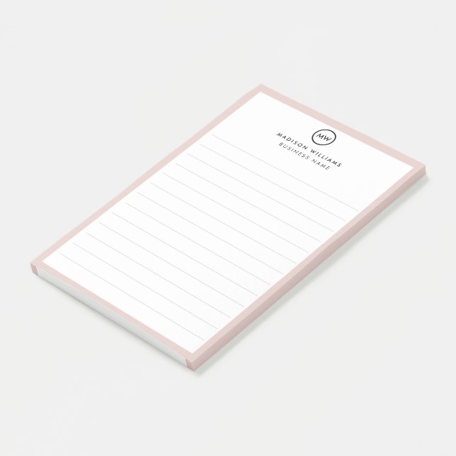 Kundenminimale Monogramm Postit-Notizen Post-it Klebezettel (angewinkelt)