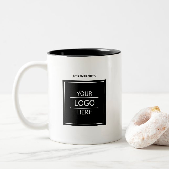 Kundenname und Firmenlogo Zweifarbige Tasse (Mit Donut)