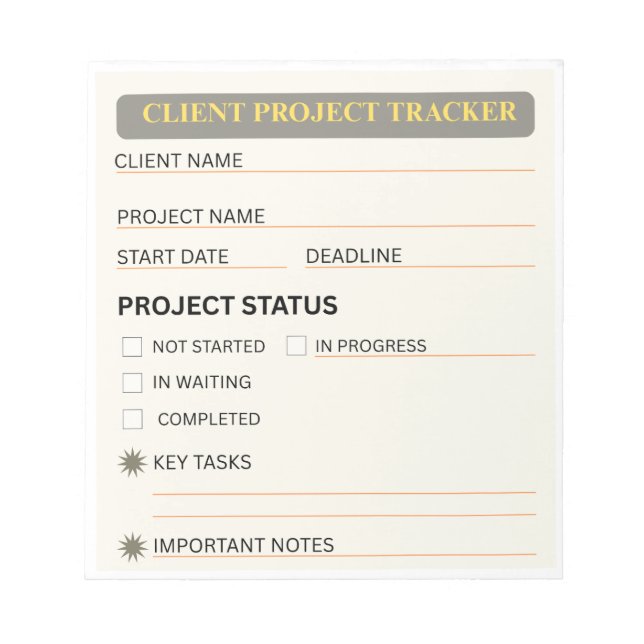 Kundenprojekt-Tracker Notizbuch Notizblock (Vorderseite)