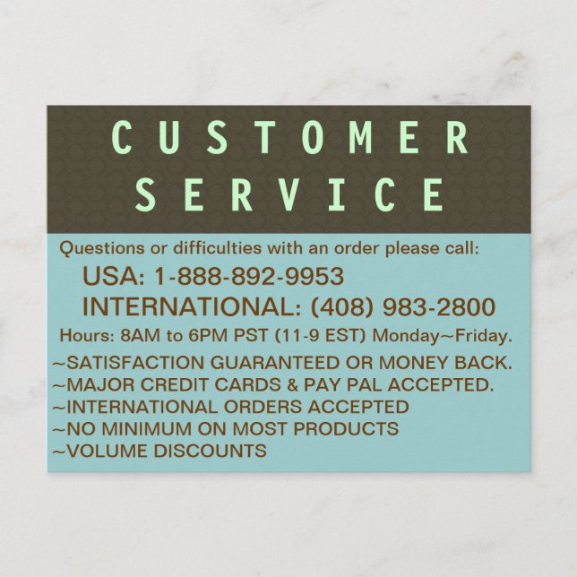 Kundenservice - INFO Postkarte (Vorderseite)