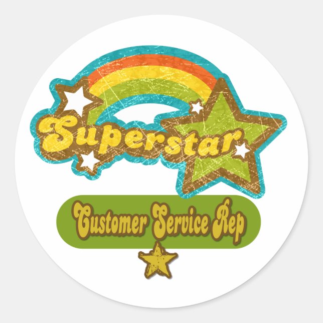 Kundenservice von Superstar Runder Aufkleber (Vorderseite)