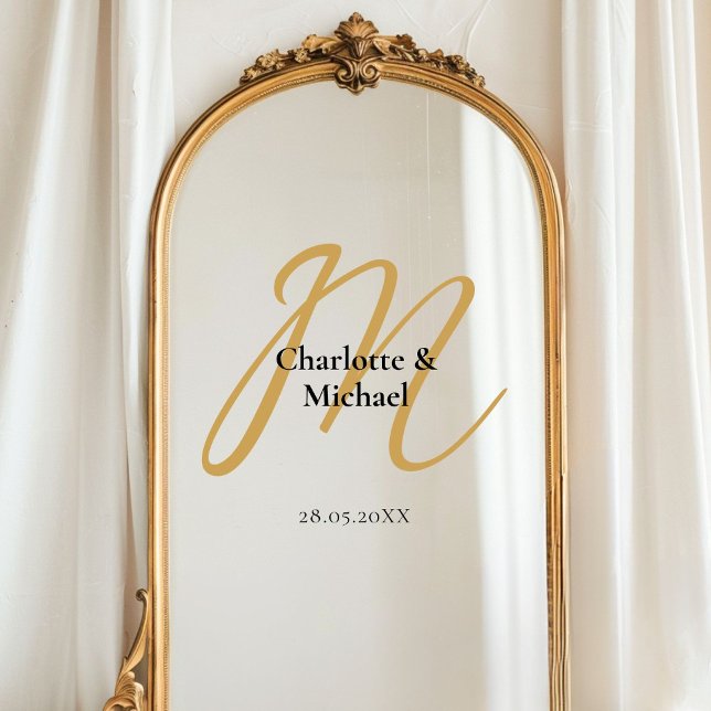 Kundenspezifisch, einfach, elegant, monogramm fensteraufkleber (Customer specific, simple, elegant, monogram, wedding, window cling with your names and date.)