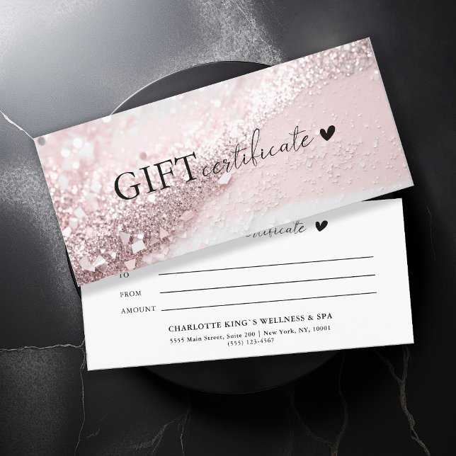 Kundenspezifisch, Glitzer, Unternehmen (Customer specific, trendy, pink-silver, glitter, business gift certificate.)