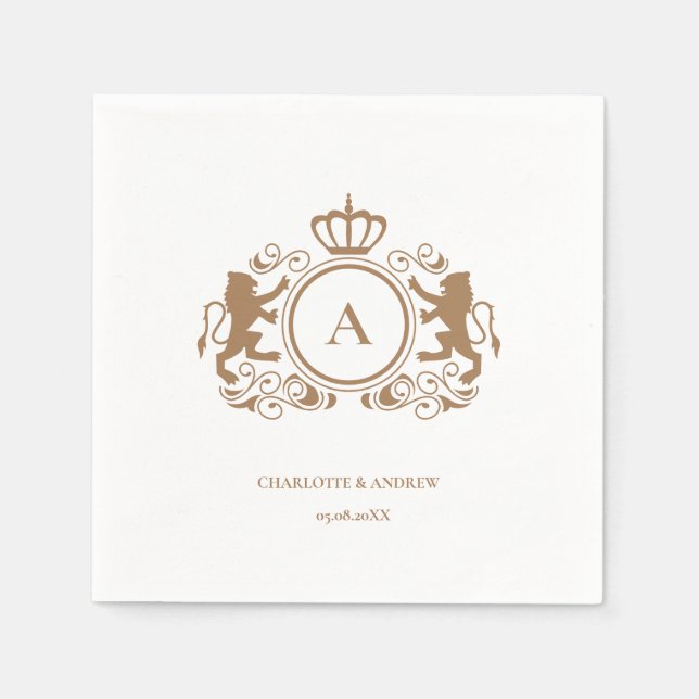 Kundenspezifisch Logo Monogramm Wappen Löwen      Serviette (Vorderseite)