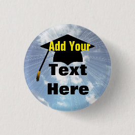 Kundenspezifische Abschluss-Kappe auf blauer Button