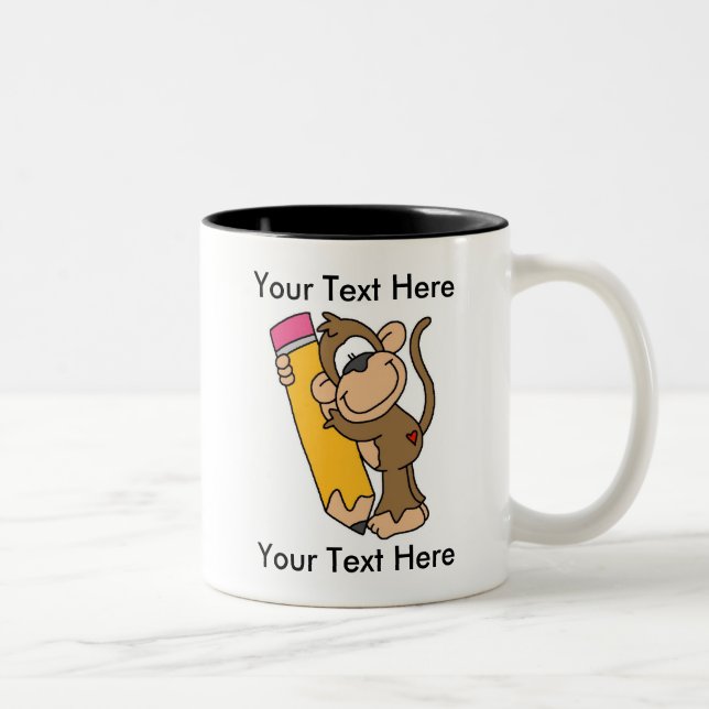 Kundenspezifische Affe-Bleistift-Tasse - Zweifarbige Tasse (Rechts)