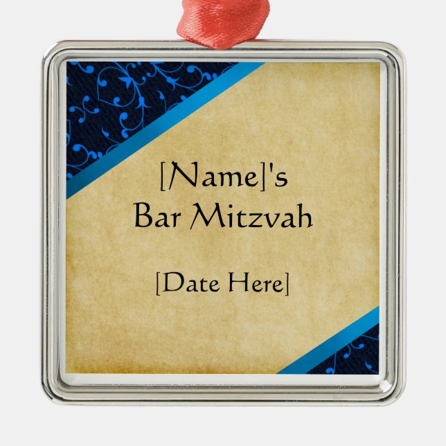 Kundenspezifische Bar Mitzvah Silbernes Ornament (Vorne)