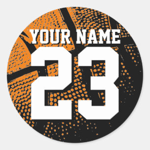 Kundenspezifische Basketballsportnummer und Name Runder Aufkleber
