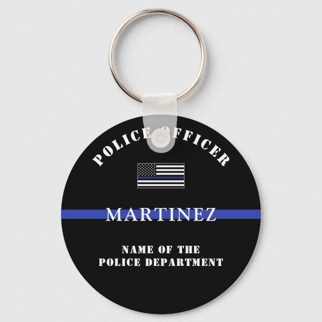 Kundenspezifische Bewertung von Thin Blue Line-Pol Schlüsselanhänger (Vorderseite)