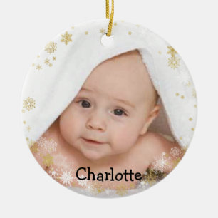 Kundenspezifische Bezeichnung und Foto Runde Schne Keramik Ornament