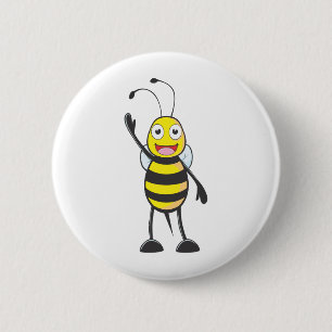 Kundenspezifische Biene, die seine Hand Button