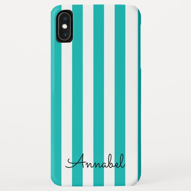 kundenspezifische, blaue und weiße Streifen Case-Mate iPhone Hülle (Rückseite)