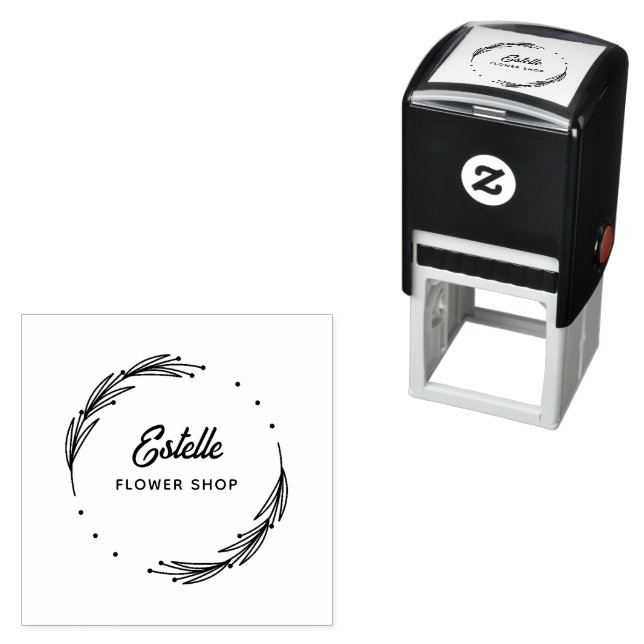 Kundenspezifische Blume - Shop und Firmenname Permastempel (Beispiel)