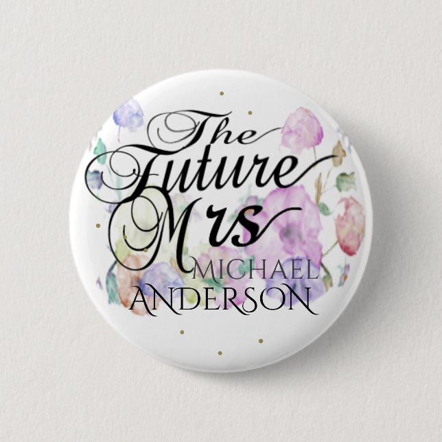 Kundenspezifische Blumen-Brautgeschenk Button (Vorderseite)