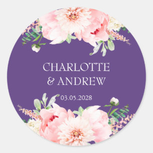 kundenspezifische Blumenhochzeit Runder Aufkleber