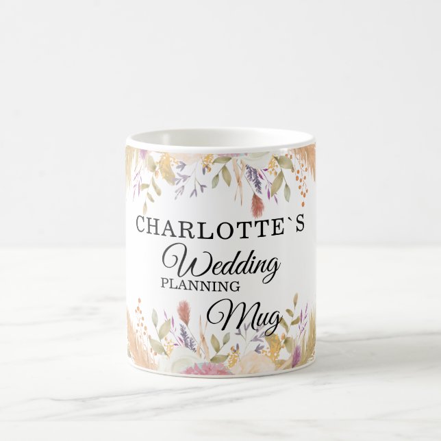 Kundenspezifische, blumenreiche "Hochzeitsplanung- Kaffeetasse (Mittel)
