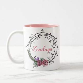 Kundenspezifische Blumewreath-Kaffee-Tasse Zweifarbige Tasse