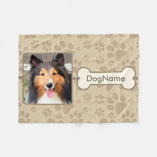 Kundenspezifische Brown-Tatzen-Drucke für Hunde Fleecedecke (Vorderseite (Horizontal))