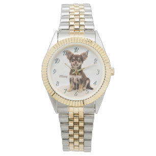 Kundenspezifische Chihuahua-Uhr (addieren Sie Armbanduhr
