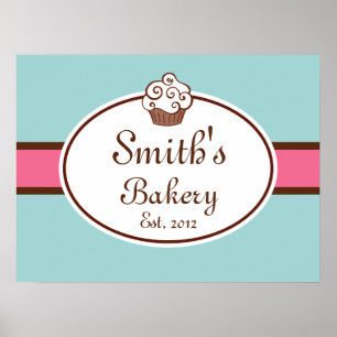 Kundenspezifische Cupcake-Bäckerei-Schilder-Kunst  Poster