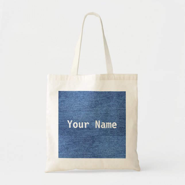 Kundenspezifische Denim-Tasche mit Ihrem Namen Tragetasche (Vorne)