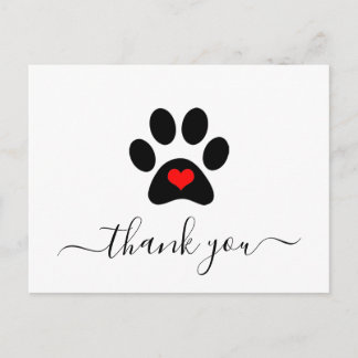 Kundenspezifische Dog Paw Pet Business Vielen Dank Postkarte