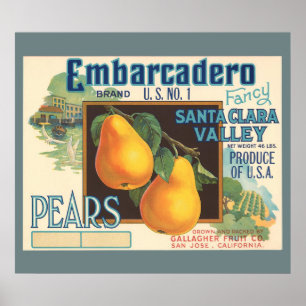 KUNDENSPEZIFISCHE Embarcadero Birnen-Vintager Poster