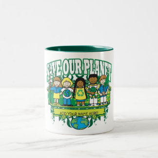 Kundenspezifische Erdkinder, ADDIEREN IHREN NAMEN! Zweifarbige Tasse