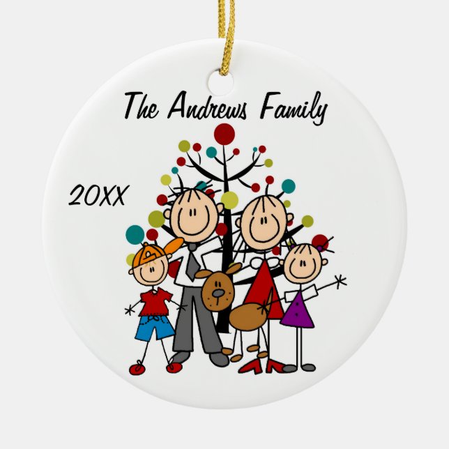 Kundenspezifische Familien-Eltern, Junge, Mädchen, Keramik Ornament (Vorne)