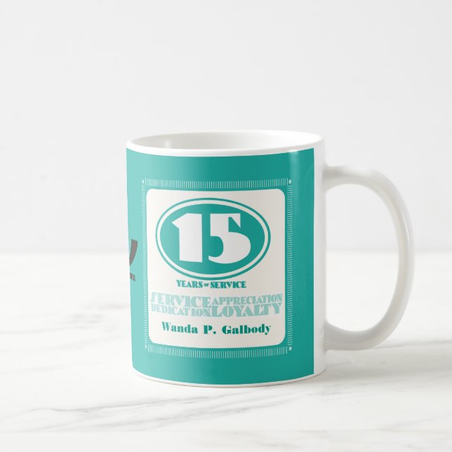 Kundenspezifische Farbrückgabe 15 Jahre Mitarbeite Kaffeetasse (Rechts)