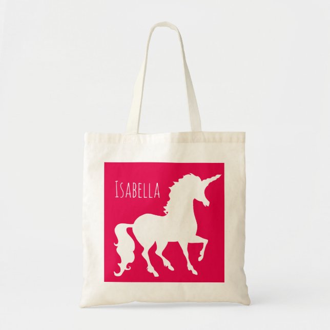 Kundenspezifische Farbunicorn-Silhouette scherzt Tragetasche (Vorne)