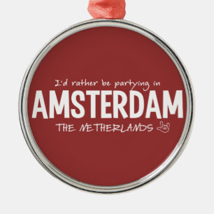 Kundenspezifische Farbverzierung AMSTERDAMS Silbernes Ornament