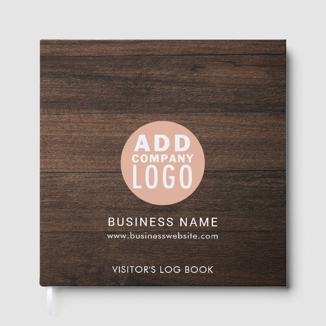 Kundenspezifische Firmenlogos für Besucher im Holz Gästebuch (Vorderseite)