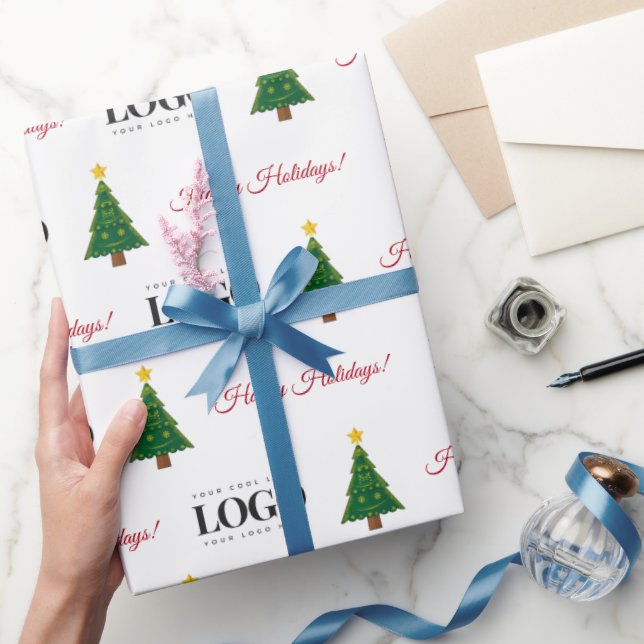 Kundenspezifische Firmenlogos & Happy Holidays Wei Geschenkpapier (Schenken)